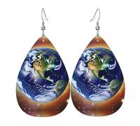 Boucles d'oreilles Cosmic Earth en cuir, pendentif en forme de goutte, accessoires polyvalents et élégants pour femme.