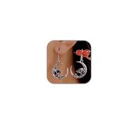 Boucles d'oreilles crâne d'Halloween pour femme - Style gothique - Squelette - Pompon - Boucles d'oreilles pendantes exagérées - Bijoux de cosplay - Accessoires de costume de sorcière d'Halloween