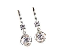- Boucles d'oreilles créatives cloutées à quatre longs tempéraments, boucles d'oreilles créoles en perles, One Size, Métal