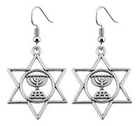 Boucles D'oreilles Créatives en Alliage Argenté, Étoile de David | Légères et Confortables, Structure Simple, Style Pendantes, pour Fêtes, Anniversaires, Présents Bijoux