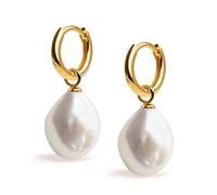 Boucles d'oreilles créoles 12 mm avec breloque interchangeable perle de culture d'eau douce baroque 11-12 mm pour femme Secret & You - Or Vermeil
