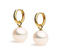 Boucles d'oreilles créoles 12 mm avec breloque interchangeable perle de culture d'eau douce ronde 8,5-9 mm pour femme Secret & You - Or Vermeil