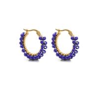 Boucles D'Oreilles CréOles 3 paires de boucles d'oreilles en acier inoxydable, perles cristal, fil enroulé, Design sens, bijoux rue polyvalents à la mode for femmes(Royal blue)