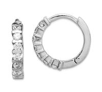 Boucles d'oreilles créoles à charnière en argent sterling 925 poli avec zircones cubiques imitation diamant 15 x 15 mm de large 3 mm d'épaisseur pour femme