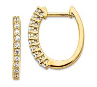 Boucles d'oreilles créoles à charnière en or jaune massif 14 carats avec diamant cultivé en laboratoire SI1 SI2 G H I 16,85 x 14,7 mm de large pour femme