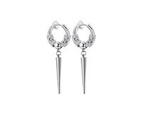 Boucles d'oreilles créoles à charnière style coréen en acier inoxydable avec longues chaînes pendantes rétro plume feuille crâne alêne pour hommes, femmes, garçons, Acier inoxydable, Pas de gemme