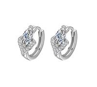 Boucles d'oreilles créoles à clip en zircone pour femme - Boucles d'oreilles créoles en forme de cœur - Perle, taille unique, Zircon, Pas de pierre précieuse