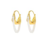 Boucles d'oreilles créoles à deux tons pour femme - Or et argent - Bijoux modernes - Accessoire pour bureau, soirée, fête