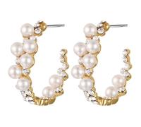 Boucles d'oreilles créoles à la mode avec strass et perles pour femmes, petits bijoux de style huggie, idéales pour les fêtes, les mariages et les cadeaux
