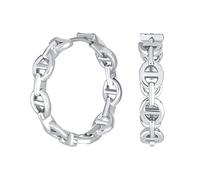 Boucles d'oreilles créoles à maillons chaîne ancre ouverte en forme de trombone rond classique pour femmes, plaquées argent ou or 14K, 1,25 pouce.