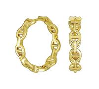 Boucles d'oreilles créoles à maillons chaîne ancre ouverte ronde classique en papier pour femmes, plaquées argent ou or 14K, 1,25 pouce.