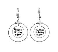 Boucles d'oreilles créoles avec citation « Christmas Is Coming To Home »