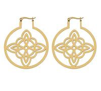 Boucles D'oreilles Créoles Avec Nœud De Sorcière Pour Femmes Et fFilles En Acier Inoxydable Creux Style Géométrique Nœud Celtique Bijoux Acier Inoxydable, SansPierre Précieuse