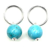 Boucles d'oreilles créoles avec pierre en argent sterling, VARIOS, Argent, Pas de gemme