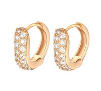 Boucles D'Oreilles Créoles, Boucles D'Oreilles Or Créoles Femme avec Zircone Cubique Blanche pour Nouvelle Année Bijoux