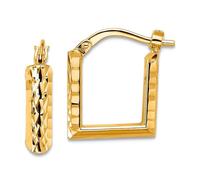 Boucles d'oreilles créoles carrées en or jaune massif 14 carats poli et brillant 15,5 x 12,75 mm de large 3,5 mm d'épaisseur pour femme