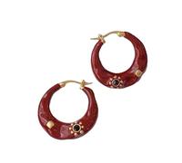 Boucles d'oreilles créoles colorées à la mode avec détails rouges pour femmes élégantes, accessoires d'oreille exquis faits à la main, taille unique, Comme décrit, Comme décrit.