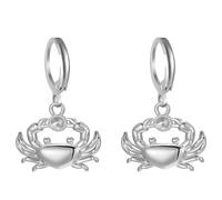 Boucles d'oreilles Creoles Crabe Mignon Acier Inoxydable pour Femmes Animaux Océan Bijoux Plage Été Hypoallergénique Cadeaux (Argenté)