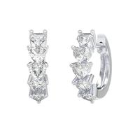 Boucles D'Oreilles Créoles, Créoles Blanche Argent Sterling S925 avec Zircone Blanche en Forme de Cœur de 3 mm pour Femme Nouvelle Année Bijoux