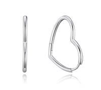 Boucles d'oreilles créoles cœur en argent sterling