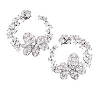Boucles d'oreilles créoles de fleurs, boucles d'oreilles florales pour femmes, boucles d'oreilles créoles florales pour femmes, bijoux tendance, accessoires d'imitation argentés pour dames