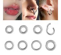 Boucles d'oreilles créoles de grande taille en acier inoxydable, jauges d'oreille, bouchons de Septum, Segment de Clicker, anneaux de nez articulés, bijoux de perçage pour le corps, 1/2 pièces