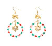 Boucles d'oreilles créoles de Noël colorées en alliage avec nœud papillon pour femme - Hypoallergénique - Cadeau de fête de Noël, taille unique, Comme décrit, Comme décrit.