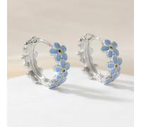 Boucles d'oreilles créoles délicates avec motif fleur oubliée en émail cuivre