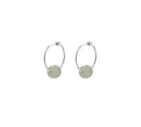 Boucles d'oreilles créoles délicates en forme de boule de jade pour femmes et filles - Argent sterling 925 - Pierre verte - Bijou unique hypoallergénique - 14 mm, Argent sterling, Nouveau