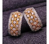 Boucles d'oreilles créoles délicates en oxyde de zirconium bicolore, motif dentelle pour femme, boucles d'oreilles décontractées au quotidien, boucles d'oreilles de fête, bijoux cadeaux