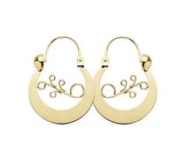 Boucles d'oreilles créoles des îles Canaries en or 18 carats, 27 mm. Motif