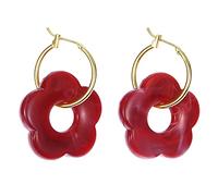 Boucles d'oreilles créoles dorées avec breloque | Pièce décorative définie en forme de fleur, cadre créole doré, paire coordonnée avec un anneau et une breloque unifiées