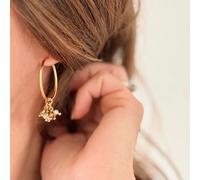 Boucles d'oreilles créoles dorées en acier inoxydable et pierres ôde