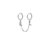 Boucles D'oreilles Créoles Doubles En Argent Sterling 925 Avec Chaîne En Forme De Cœur Pour Femme, Bijoux Fins Pour Fête De Mariage, Da2287