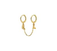 Boucles D'oreilles Créoles Doubles En Argent Sterling 925 Avec Chaîne En Forme De Cœur Pour Femme, Bijoux Fins Pour Fête De Mariage, Da2287