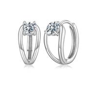 Boucles D'oreilles Créoles Doubles En Moissanite 0,3 Ct, Couleur D Vvs1, Coupe Ronde, Hypoallergéniques, Légères, Bijoux À Offrir
