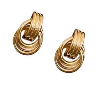 Boucles d'oreilles créoles doubles plaquées or et argent - Accessoire de bijoux confortables pour femmes tendance - Boucles d'oreilles de tous les jours, One Size, Comme décrit, Comme décrit.