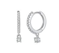 Boucles D'oreilles Créoles Élégantes En Argent Sterling 925 Avec Zircone Cubique Transparente 5a Pour Femmes