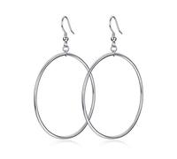 Boucles d'oreilles créoles élégantes en argent sterling pour femme 40 mm (40 mm, argenté)