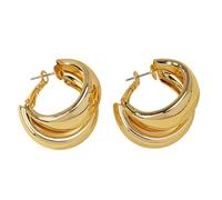 Boucles d'oreilles créoles élégantes en forme de cercles confortables - Texture en alliage - Convient pour un usage quotidien et une fête - Bijoux tendance pour femme