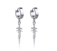 Boucles d'oreilles créoles en acier inoxydable avec épée pour homme et femme - Style punk - Dague - Pendantes - Bijou de prière vintage, M, Acier inoxydable, Pas de gemme