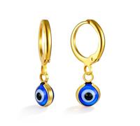 Boucles d'oreilles Créoles en Acier Inoxydable Contre le Mauvais œil Turc pour Femme Style Bohème Protection Contre le Mauvais œil Cadeau Spirituel