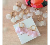 Boucles d'oreilles créoles en acier inoxydable doré et résine mindy roses