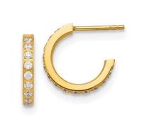 Boucles d'oreilles créoles en acier inoxydable plaqué Ip jaune poli avec zircone cubique imitation diamant 15 x 15 mm
