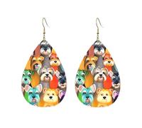 Boucles d'oreilles créoles en acrylique pour femme - Dorées - Tendance - Boho - Boucles d'oreilles pendantes à l'huile - Motif schnauzer - Hypoallergénique - En argent - Cadeau de Saint-Valentin