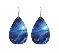 Boucles d'oreilles créoles en acrylique pour femme - Dorées - Tendance - Boho - Univers bleu - Galaxie - Hypoallergénique - Cadeau de Saint-Valentin, One Size, Pas de pierre précieuse