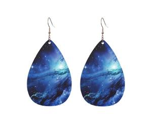 Boucles d'oreilles créoles en acrylique pour femme - Dorées - Tendance - Boho - Univers bleu - Galaxie - Hypoallergénique - Cadeau de Saint-Valentin, One Size, Pas de pierre précieuse