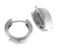 Boucles d'oreilles créoles en argent massif 925 rhodié blanc avec surface...