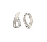 Boucles d'oreilles créoles en argent massif 925 rhodié, surface mate et...