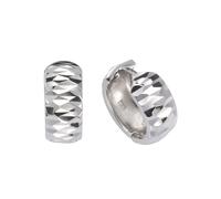 Boucles d'oreilles créoles en argent massif 925 surface rhodiée et diamantée F